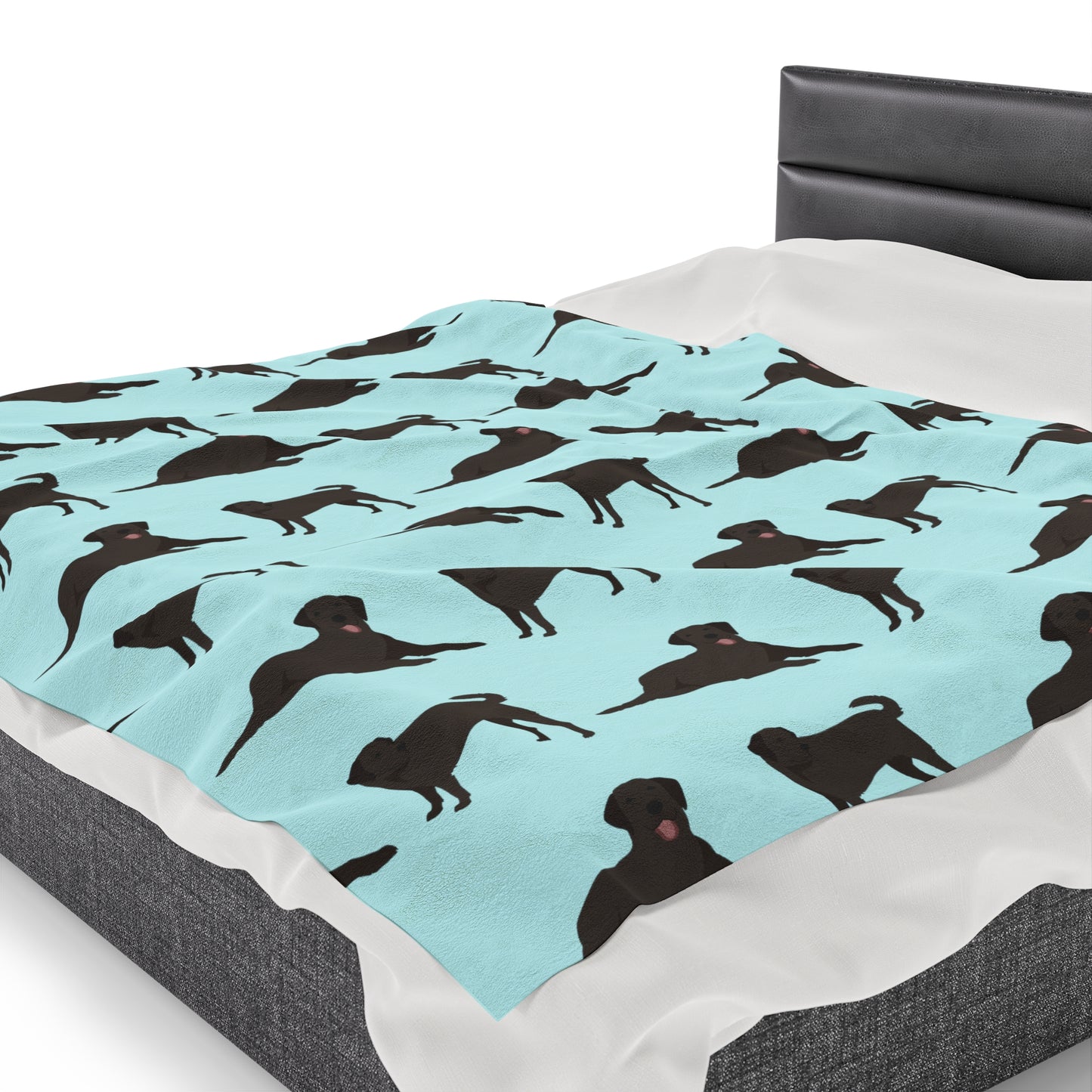 Black Labrador Retriever Velveteen Plush Blanket