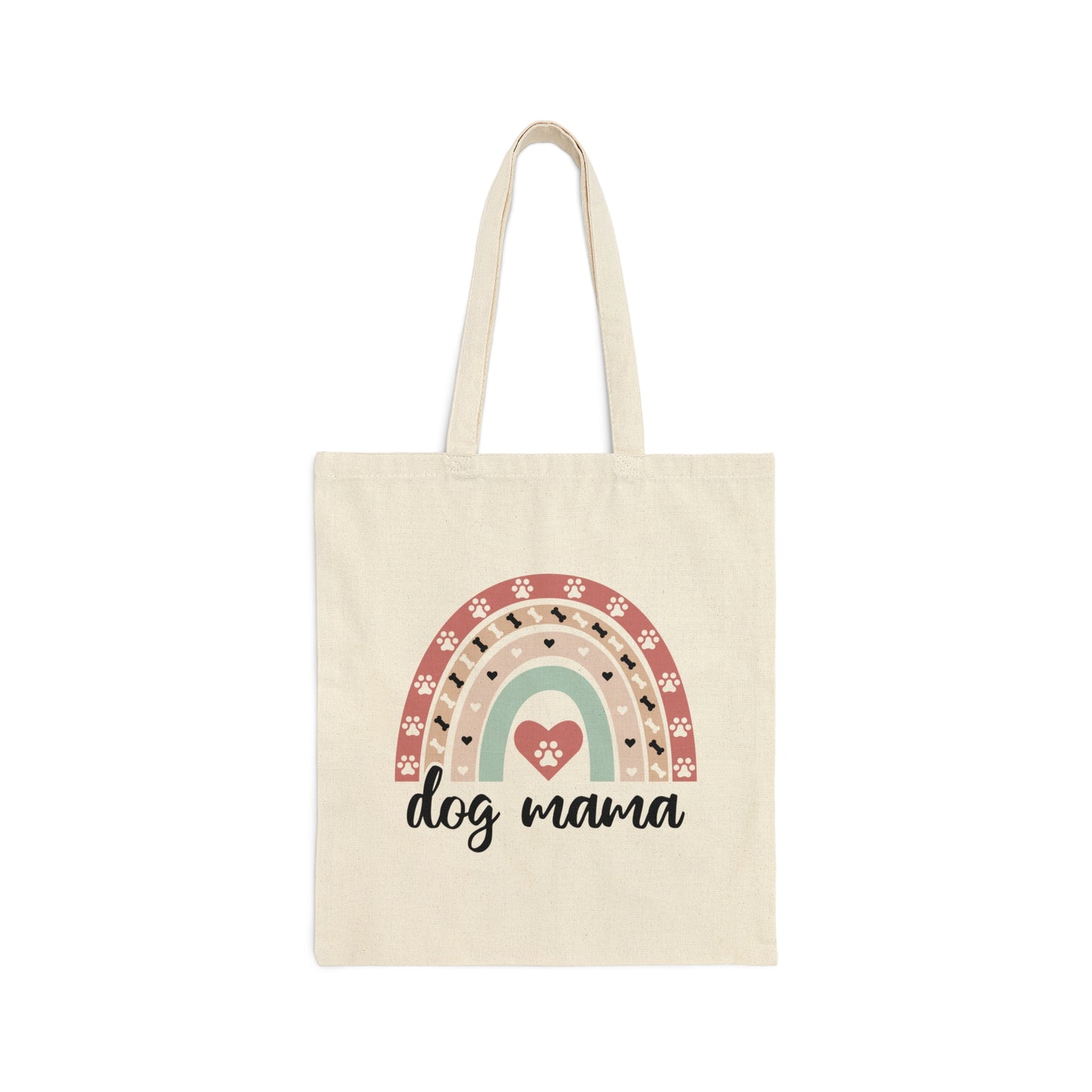 Dog Mama Boho Rainbow Canvas Tote Bag