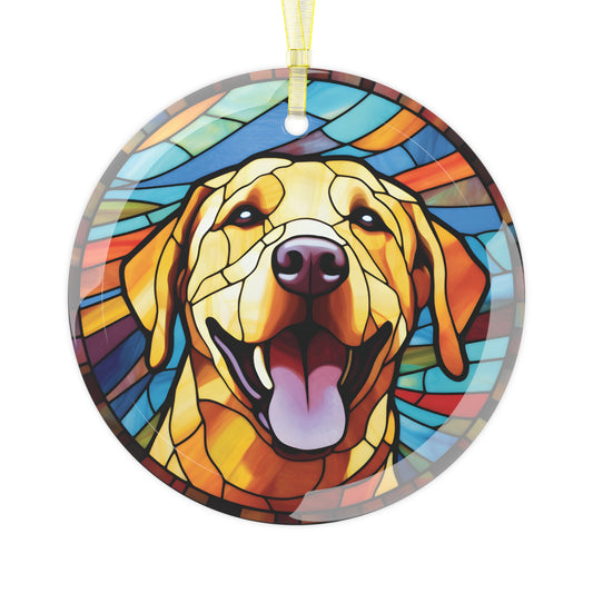 Yellow Labrador Retriever Glass Ornament, Style B