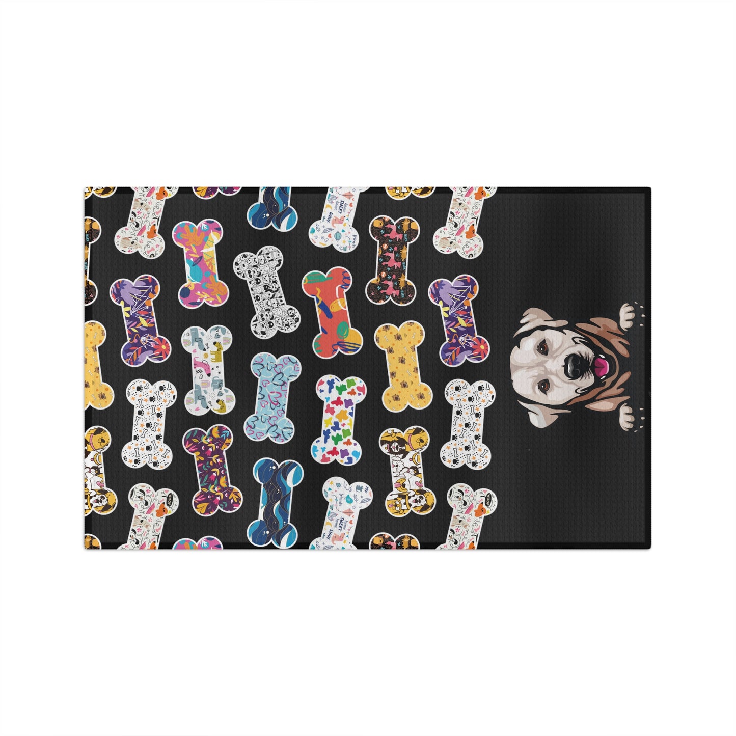 Colorful Bones and Lab Soft Tea Towel - Black