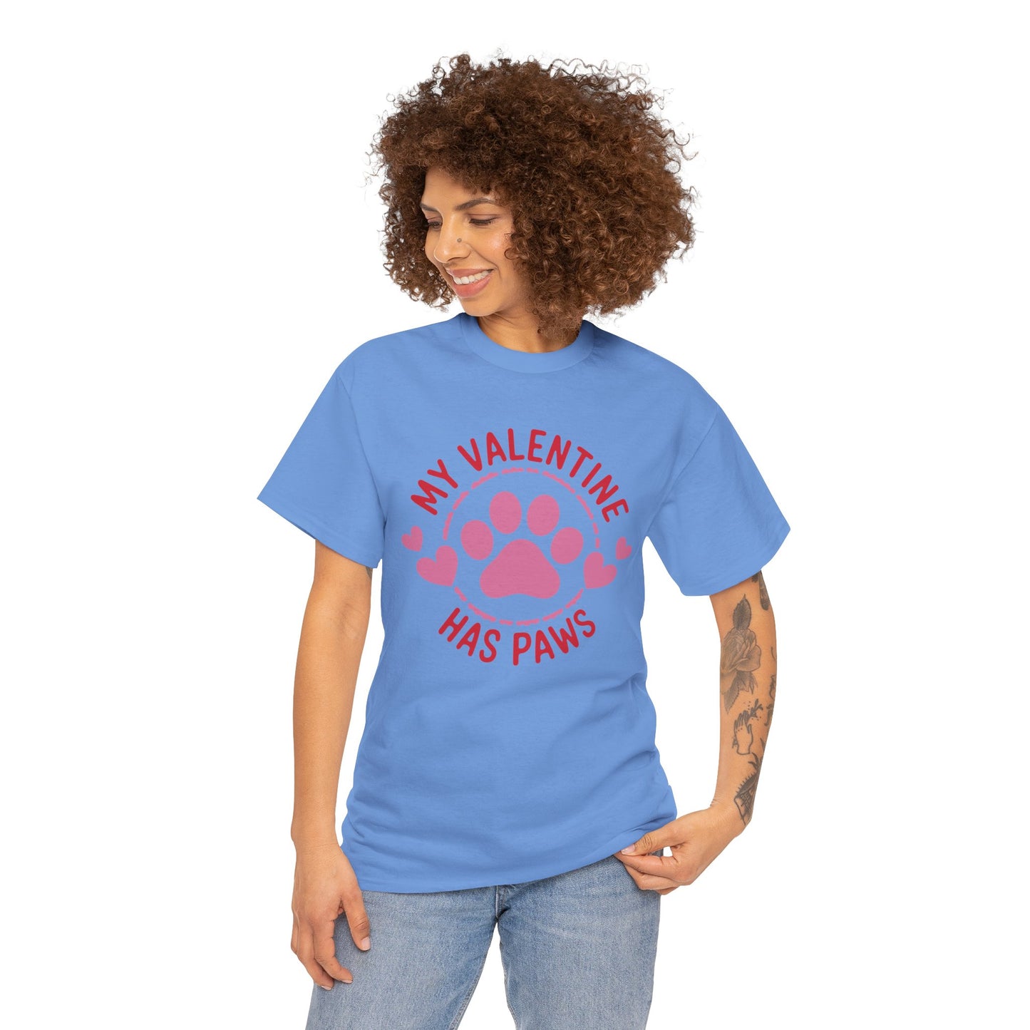 'My Valentine Has Paws' Unisex Heavy Cotton T-Shirt