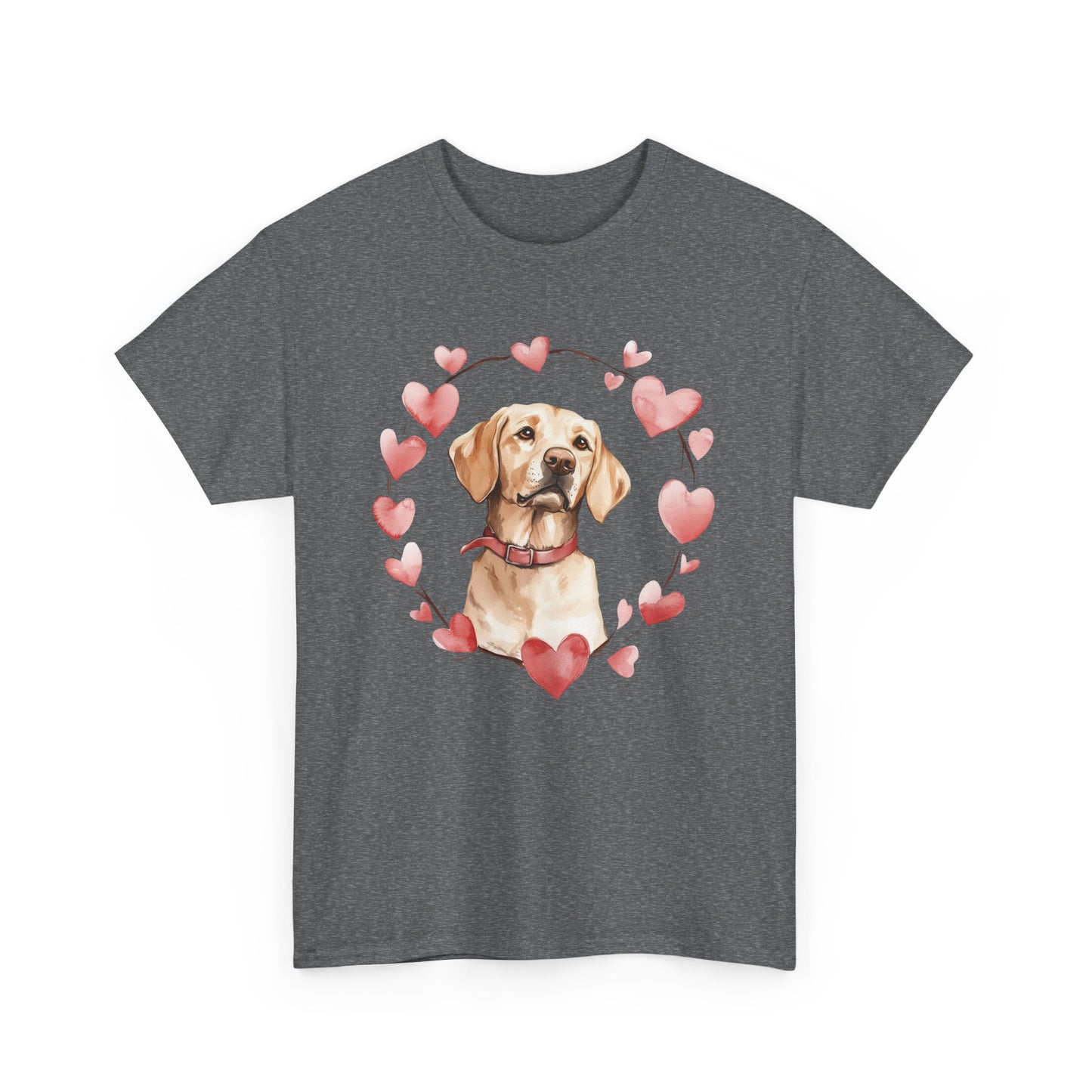 Yellow Labrador Lover Unisex Heavy Cotton Tee with Heart Design