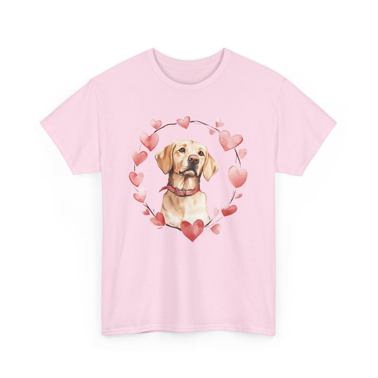 Yellow Labrador Lover Unisex Heavy Cotton Tee with Heart Design