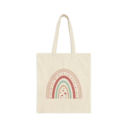 Boho Rainbow Paws Canvas Tote Bag