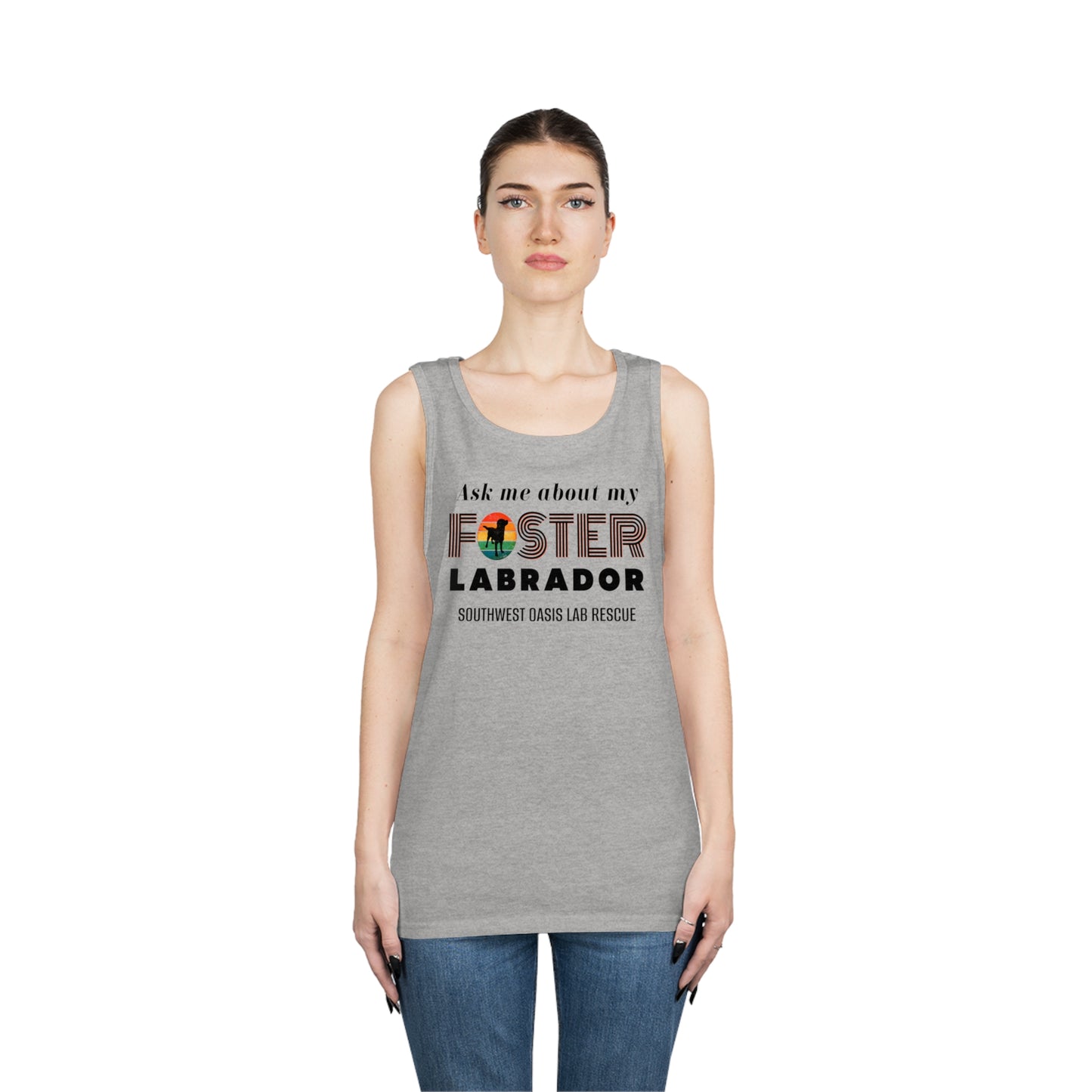 SOLR Ask Me About My Foster Lab Unisex Heavy Cotton Tank Top
