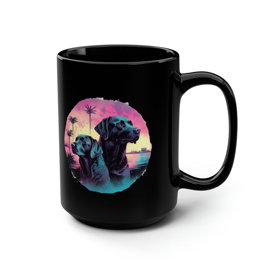 Streetware Labrador Duo Miami Sunrise 15 oz Black Ceramic Mug