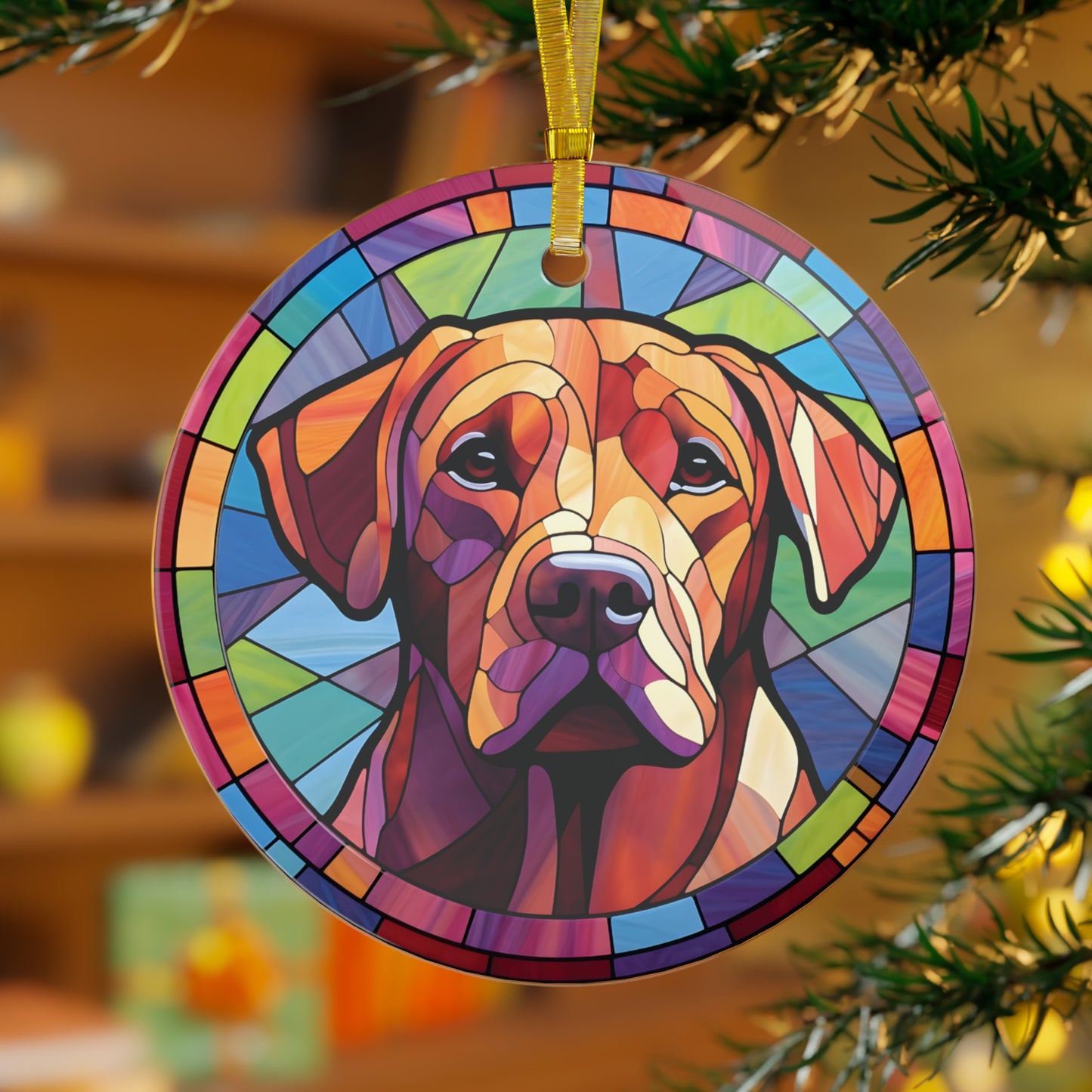 Fox Red Labrador Retriever Glass Ornament, Style B