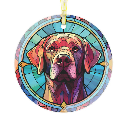 Chocolate Labrador Retriever Glass Ornament, Style A