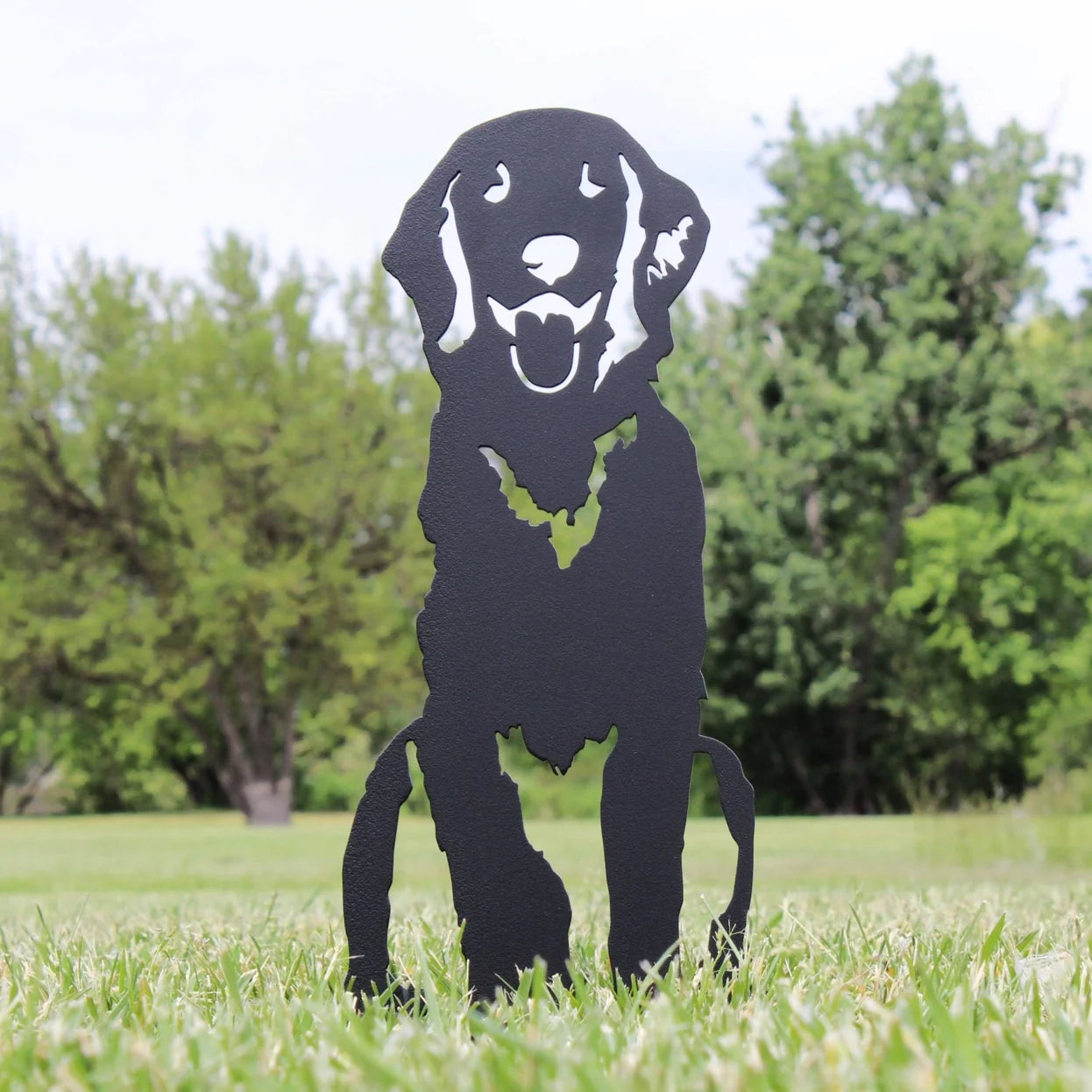 Flat Coated Retriever Corten Steel Outdoor Silhouette