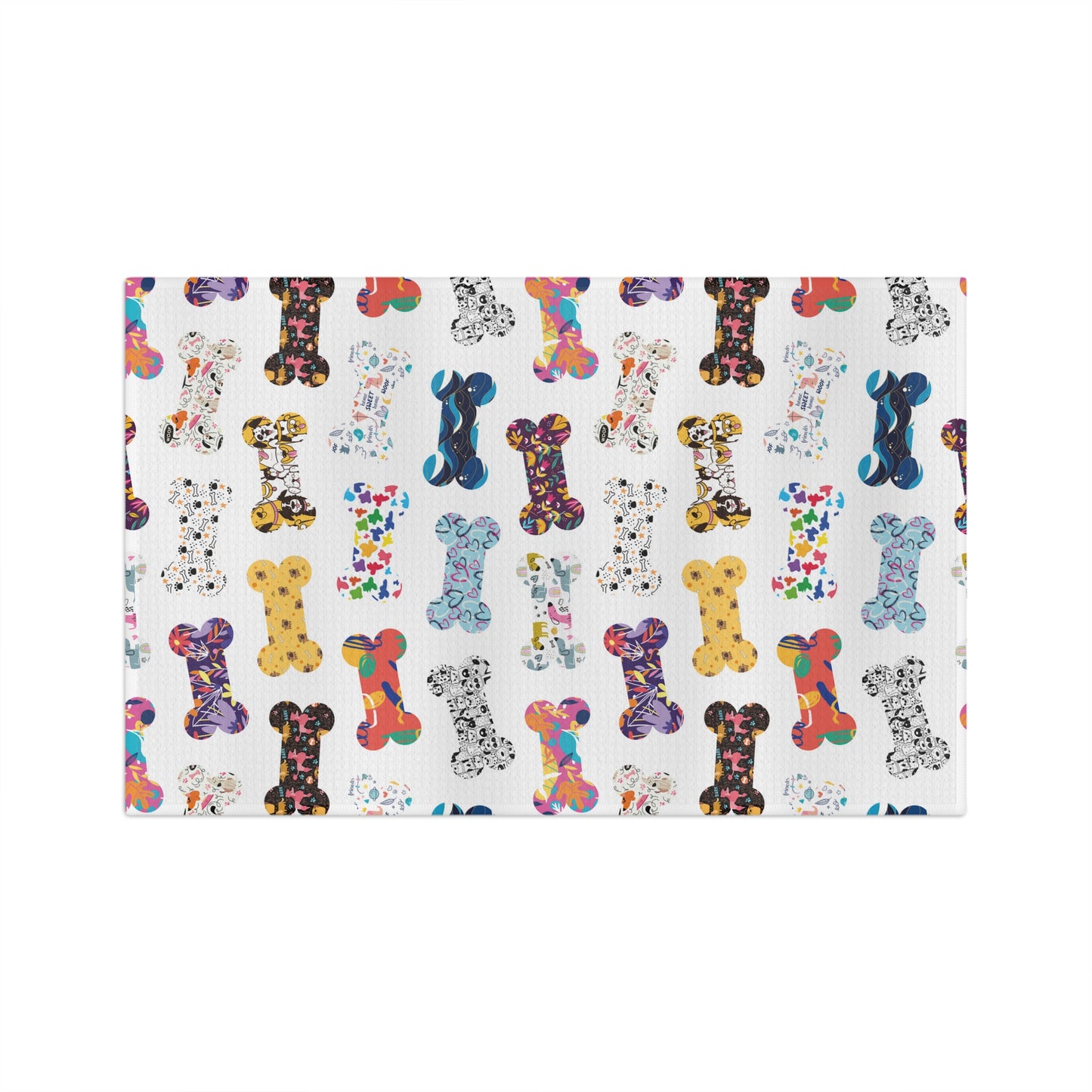 Colorful Bones Soft Tea Towel - White