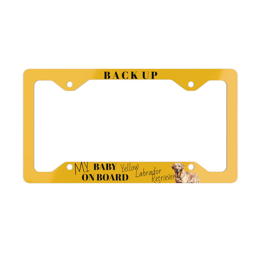 Yellow Labrador Baby On Board Metal License Plate Frame