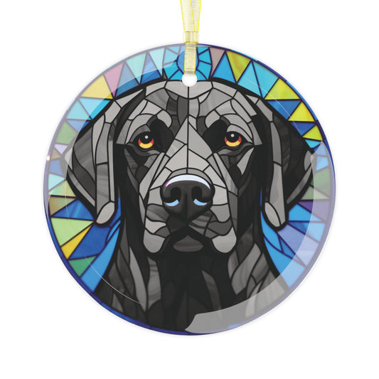 Black Labrador Retriever Glass Ornament, Style A