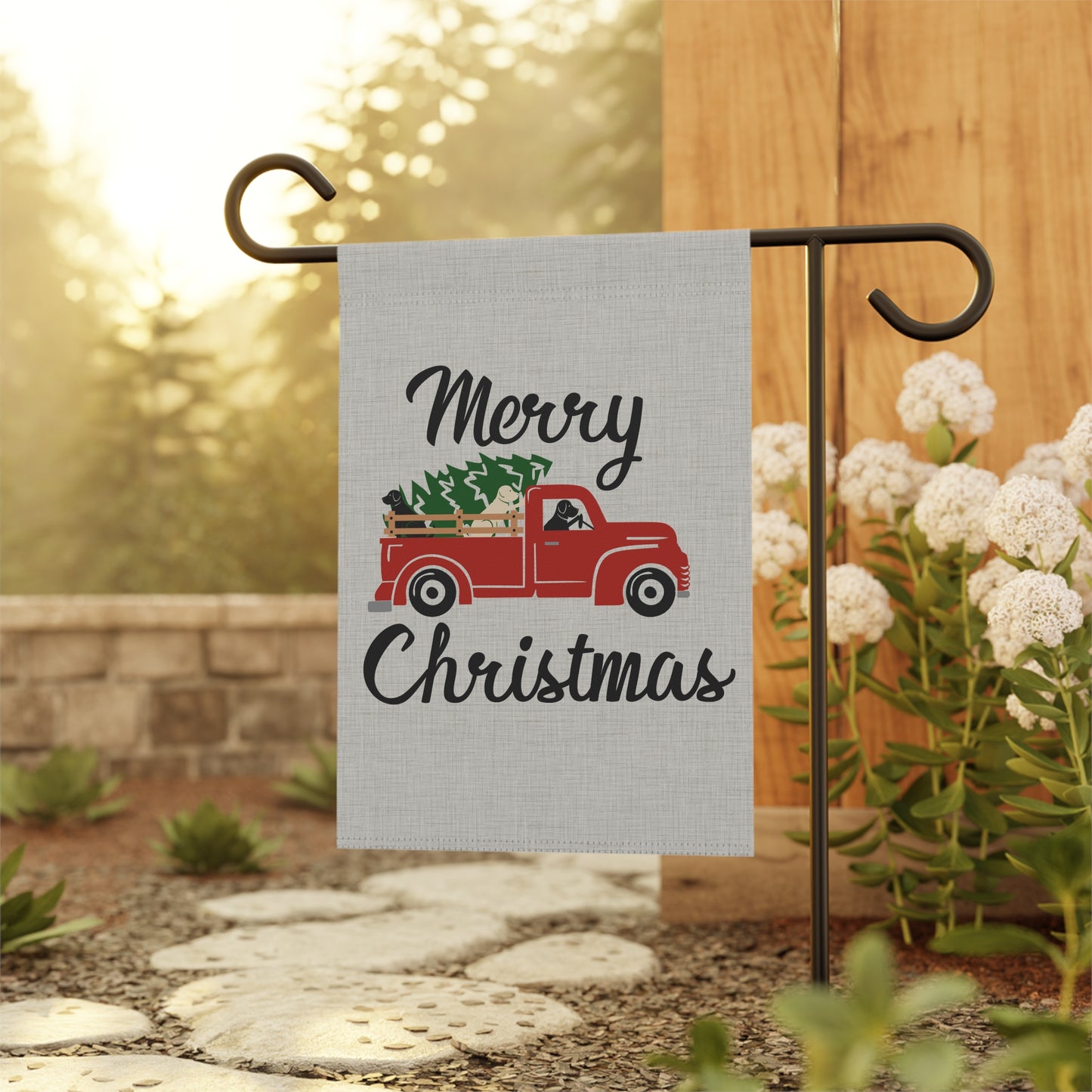 Labrador Retriever Merry Christmas Truck Garden Flag/Banner