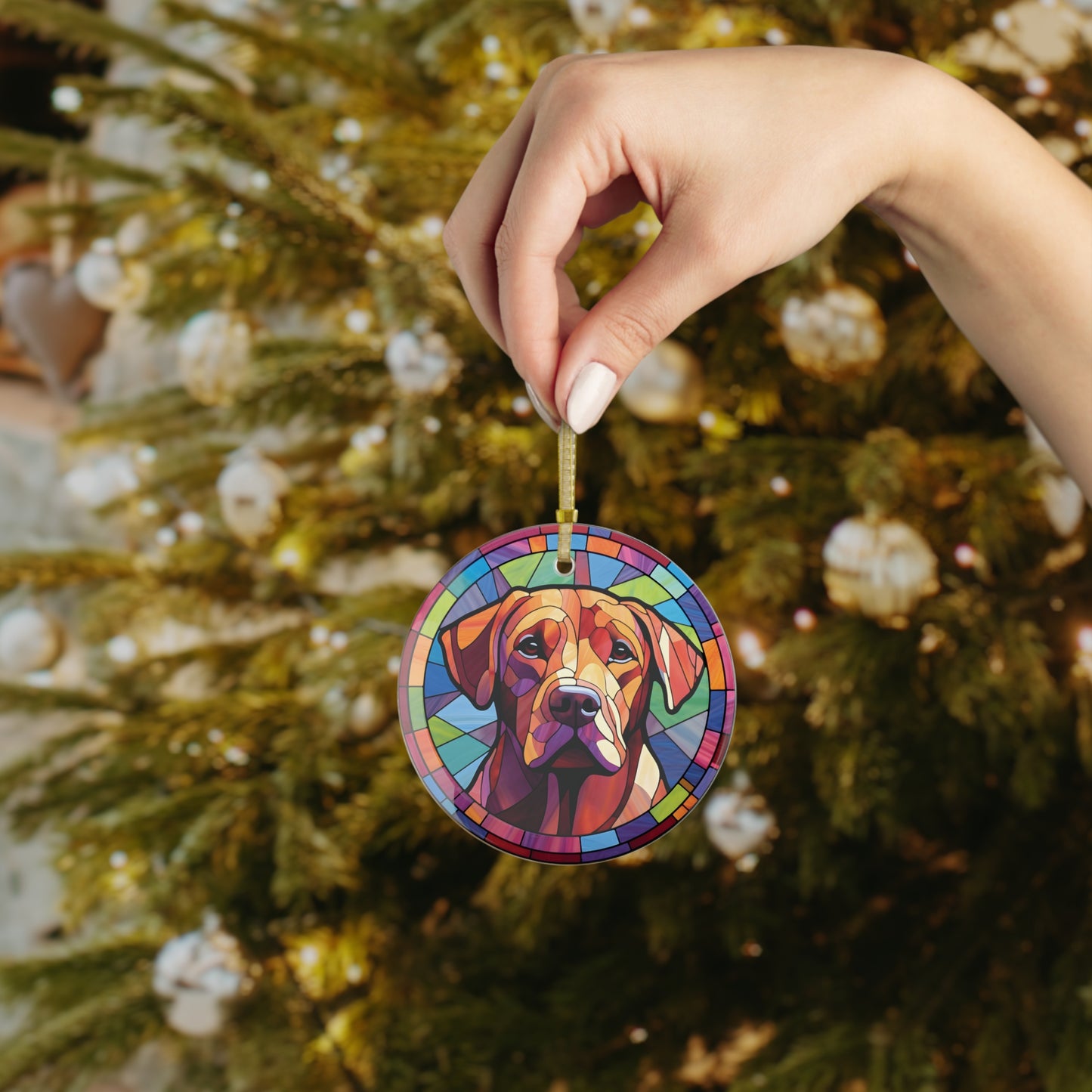 Fox Red Labrador Retriever Glass Ornament, Style B