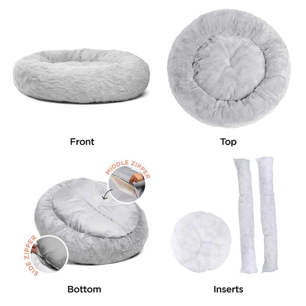 Lux Grey Donut Pet Beds