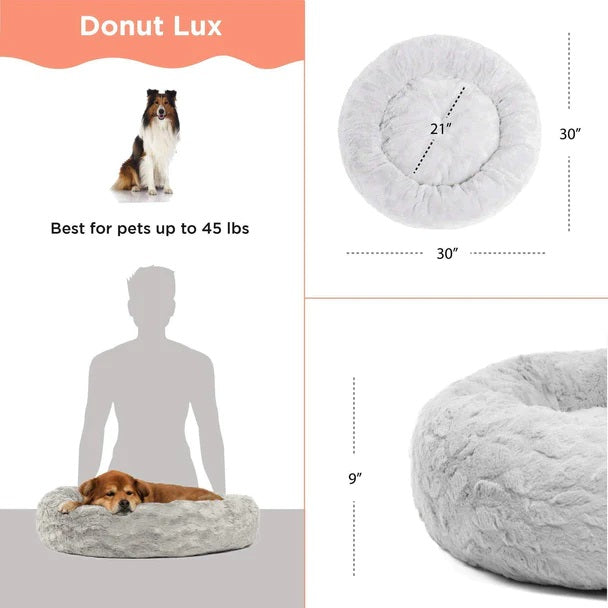 Lux Grey Donut Pet Beds