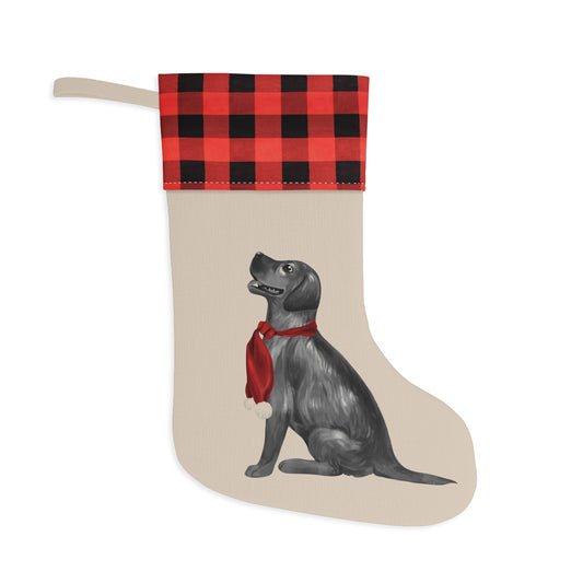 Silver Labrador Retriever Plaid Christmas Stockings