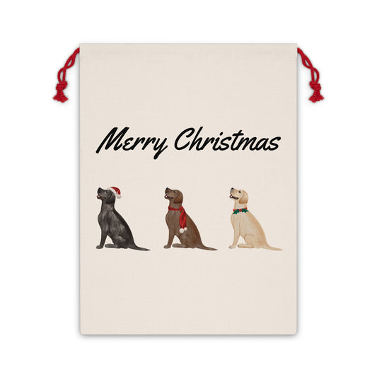 Merry Christmas Labrador Retrievers 26" Linen Gift Bag