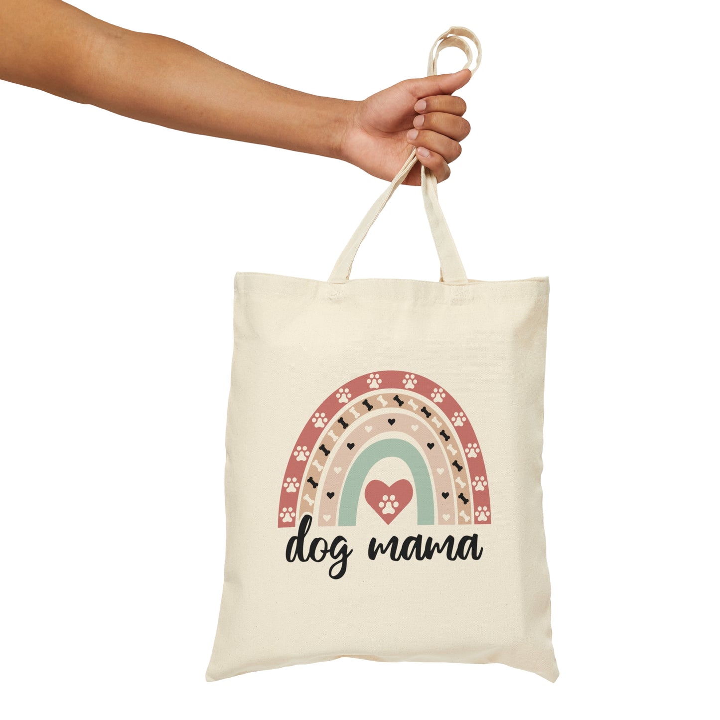 Dog Mama Boho Rainbow Canvas Tote Bag