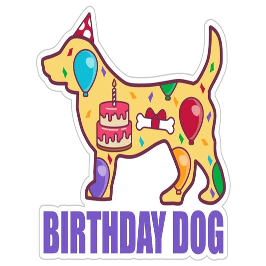 Birthday Dog 3" Sticker/Decal