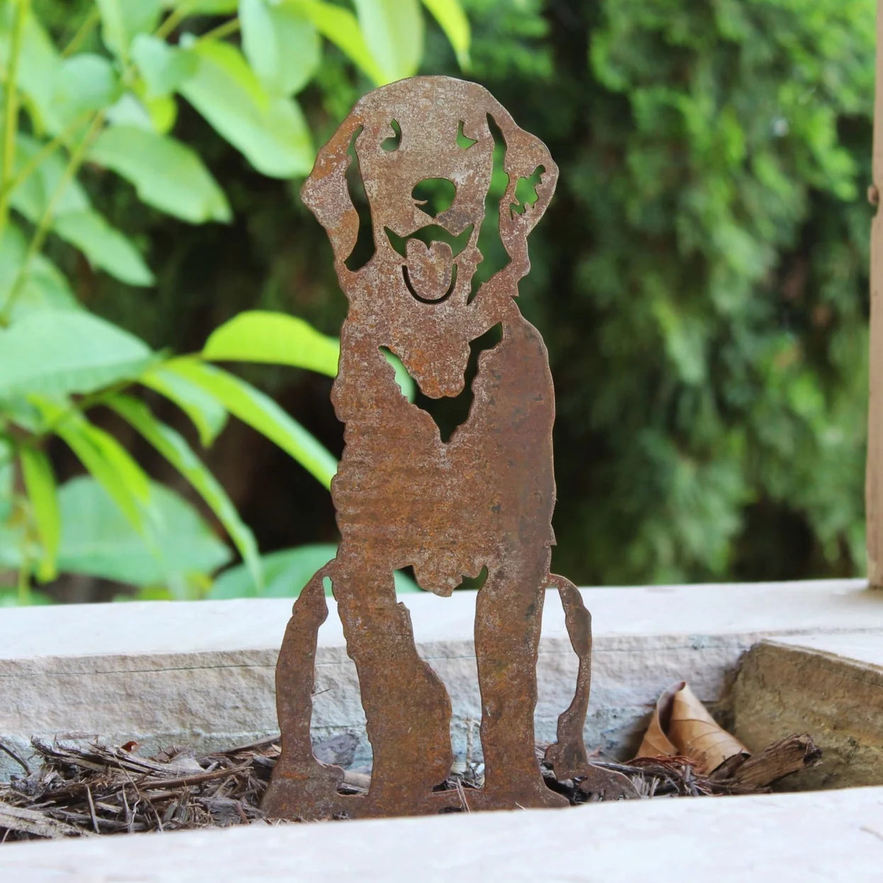 Flat Coated Retriever Corten Steel Outdoor Silhouette