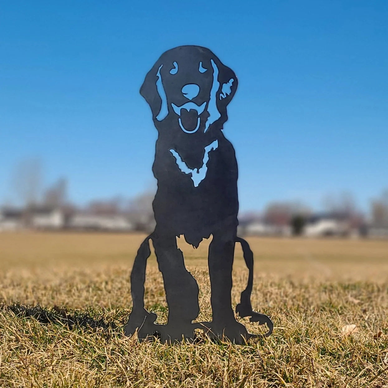 Flat Coated Retriever Corten Steel Outdoor Silhouette