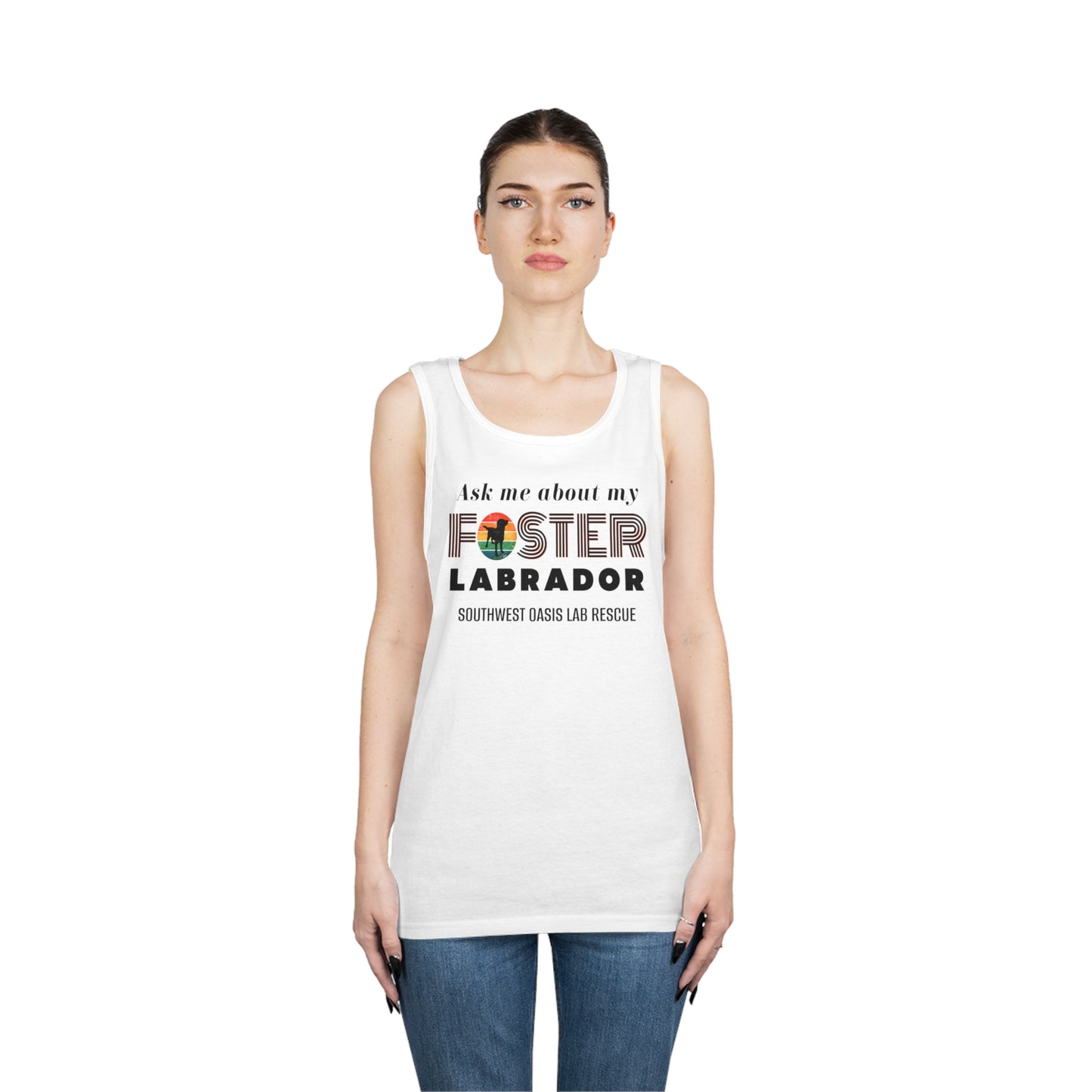 SOLR Ask Me About My Foster Lab Unisex Heavy Cotton Tank Top