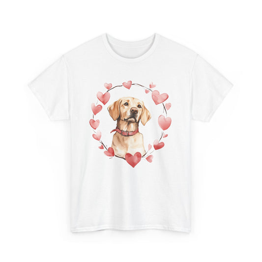 Yellow Labrador Lover Unisex Heavy Cotton Tee with Heart Design