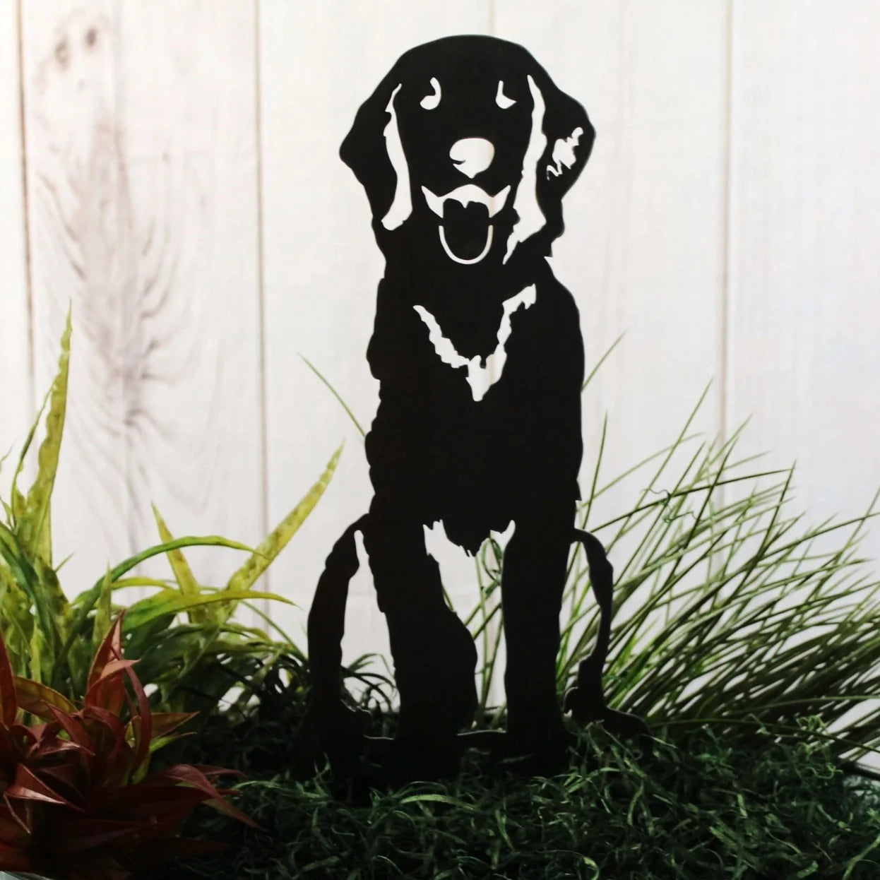 Flat Coated Retriever Corten Steel Outdoor Silhouette