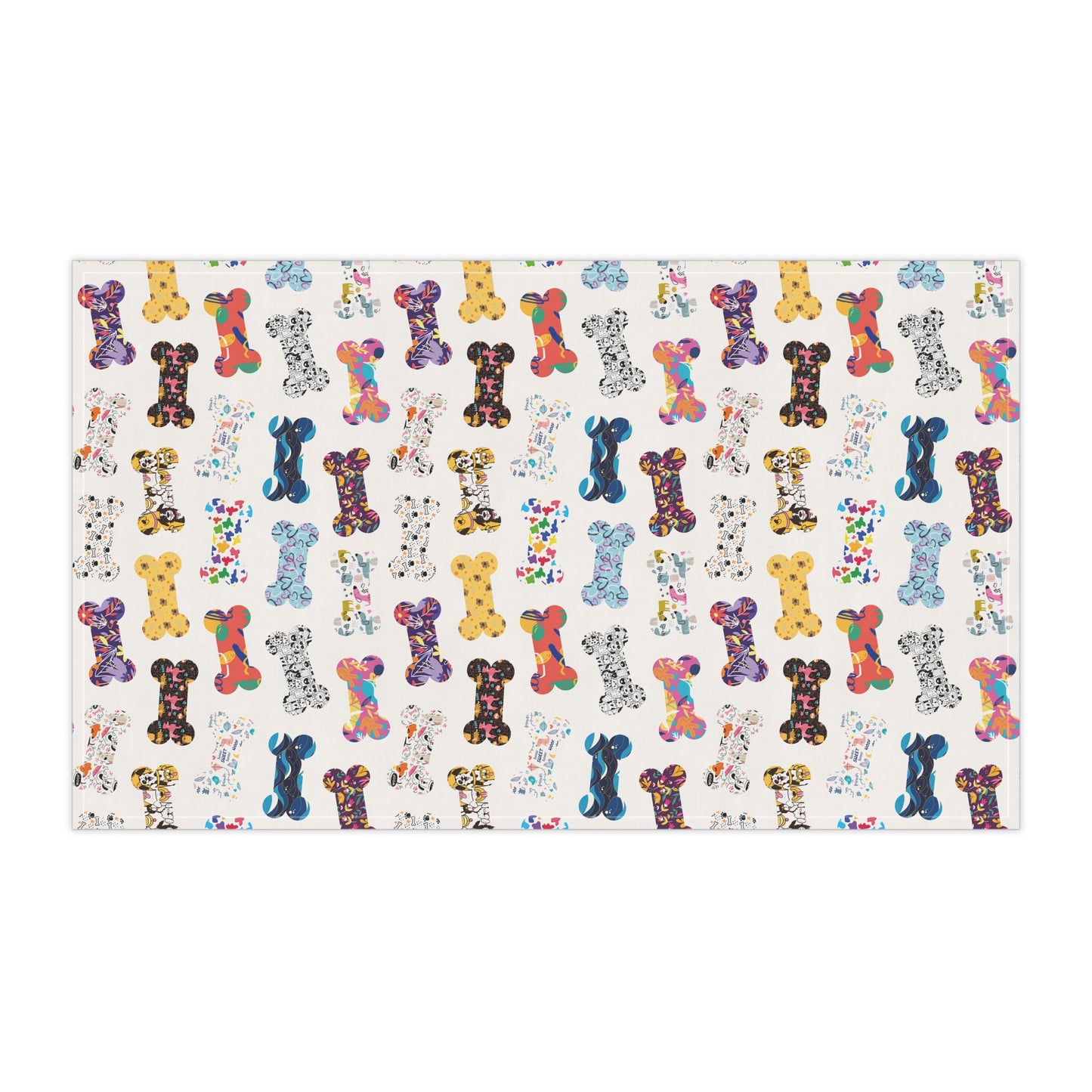 Colorful Bones Cotton Twill Kitchen Towel - White