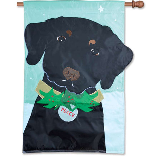 Christmas Black Labrador Retriever Applique Flag