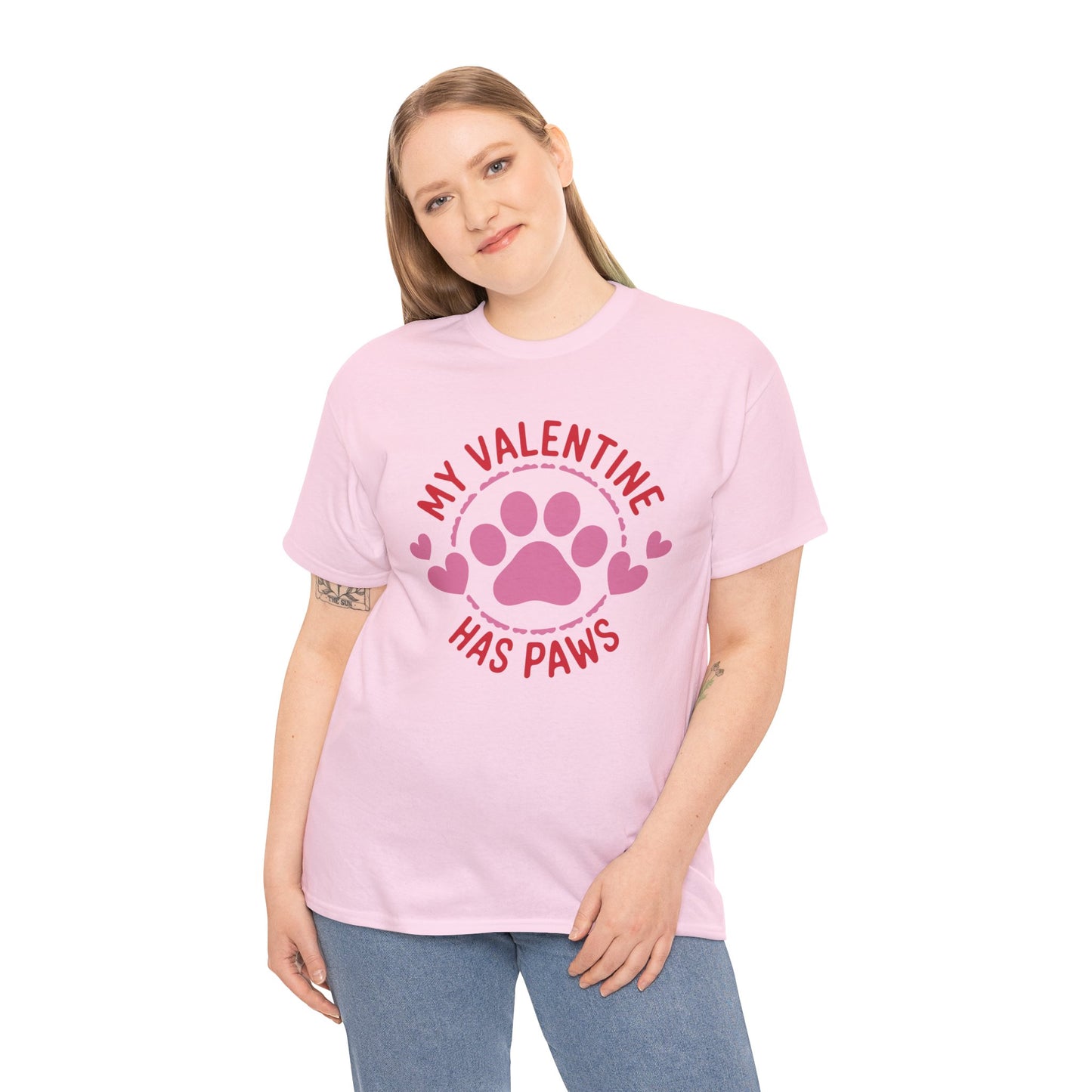 'My Valentine Has Paws' Unisex Heavy Cotton T-Shirt