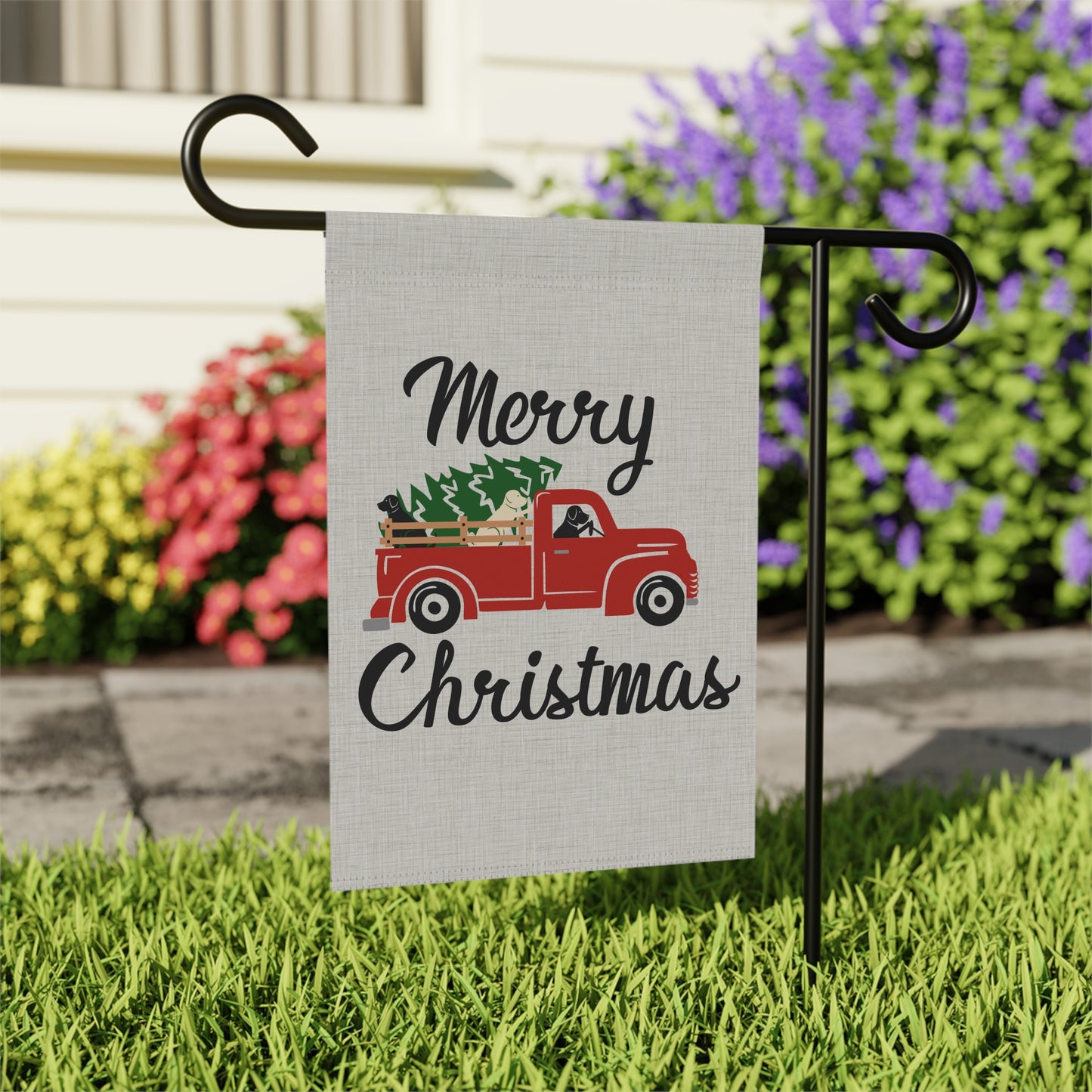 Labrador Retriever Merry Christmas Truck Garden Flag/Banner