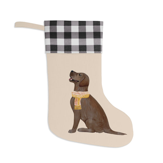Chocolate Labrador Retriever Plaid Christmas Stockings