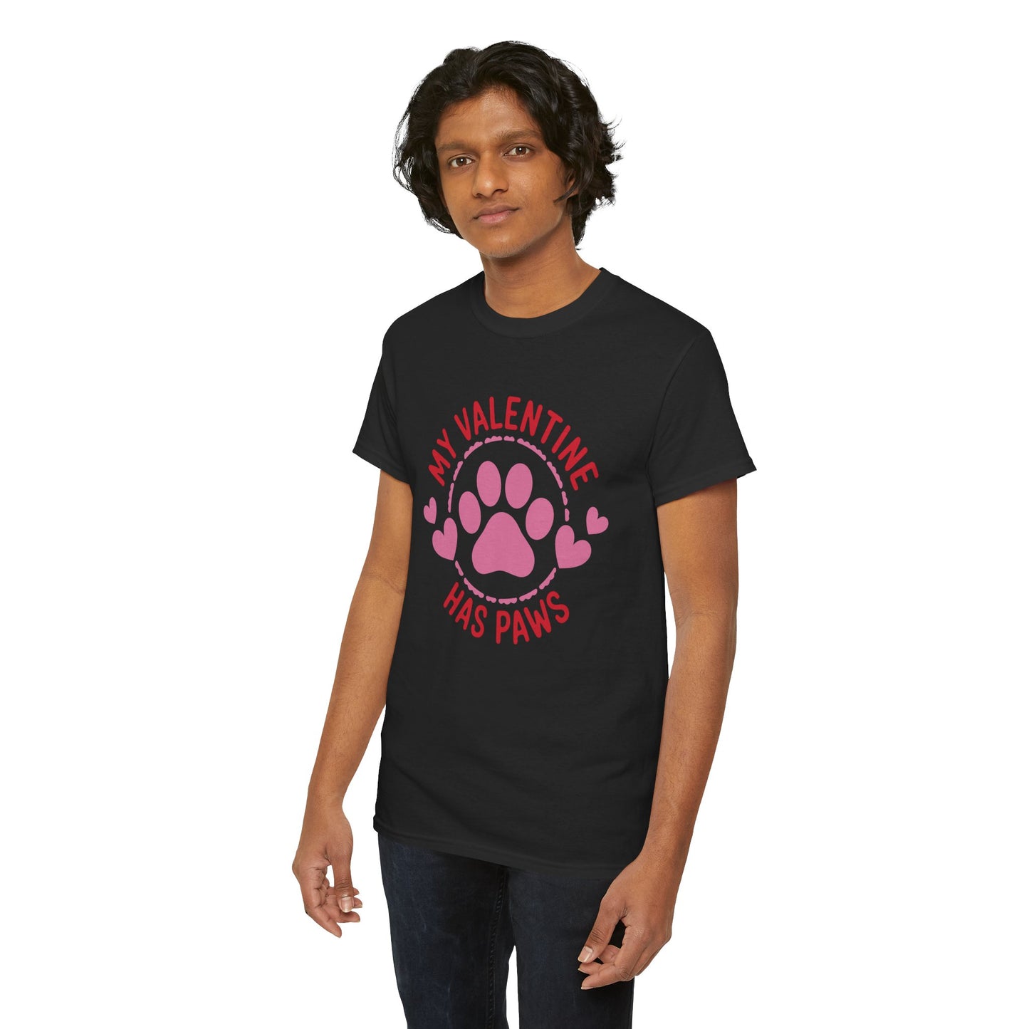 'My Valentine Has Paws' Unisex Heavy Cotton T-Shirt