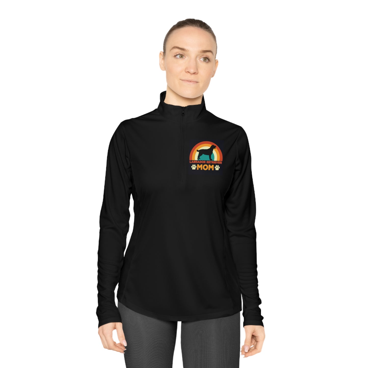 Labrador Retriever Mom Retro Ladies Quarter-Zip Pullover