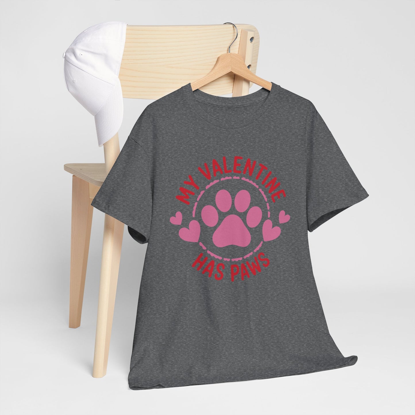 'My Valentine Has Paws' Unisex Heavy Cotton T-Shirt