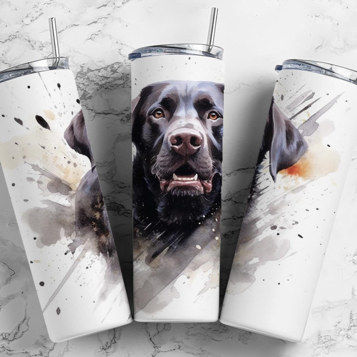 Black Labrador Retriever Watercolor Stainless Steel Tumbler