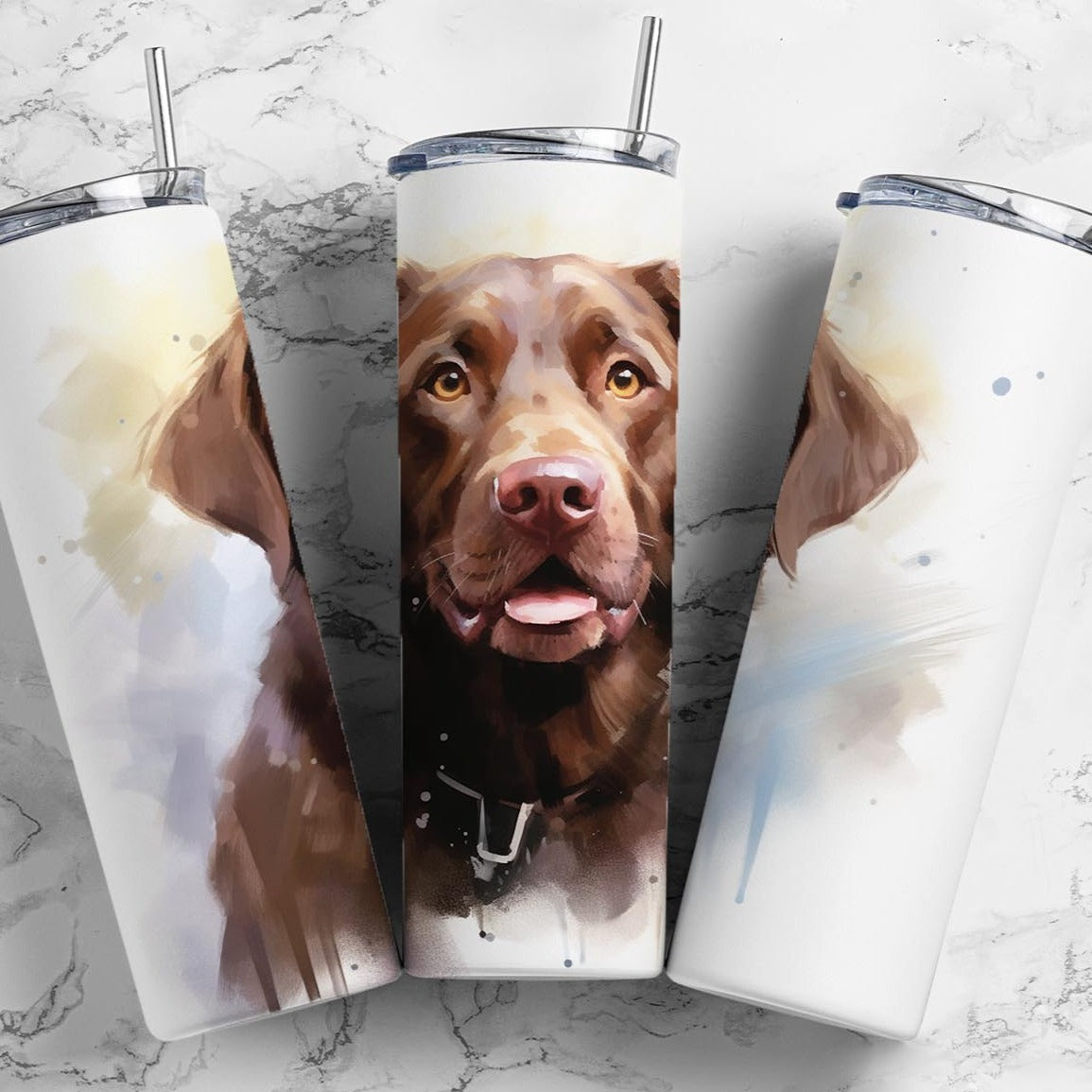 Chocolate Labrador Retriever Watercolor Stainless Steel Tumbler