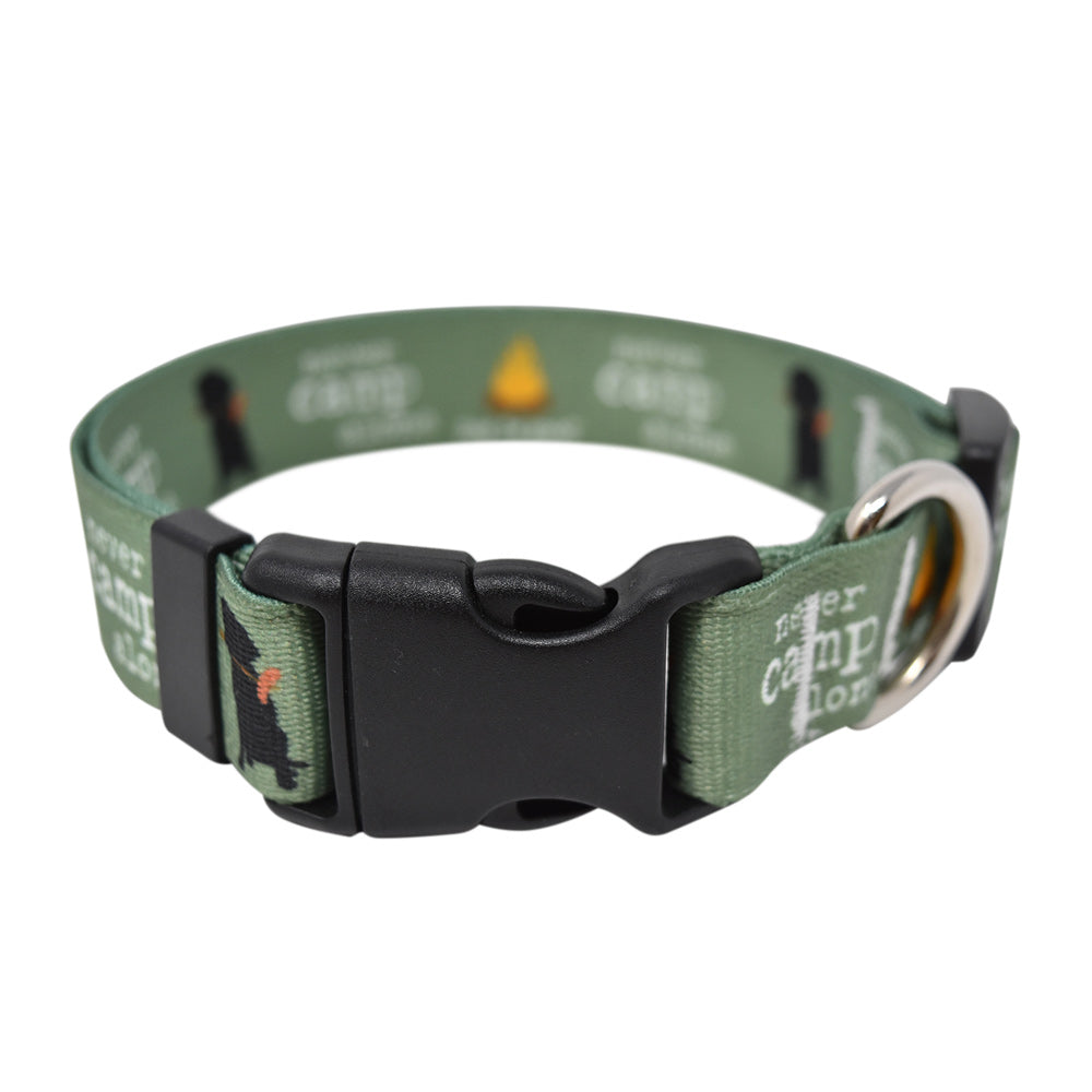 Never Camp Alone Dog Collar and Leash