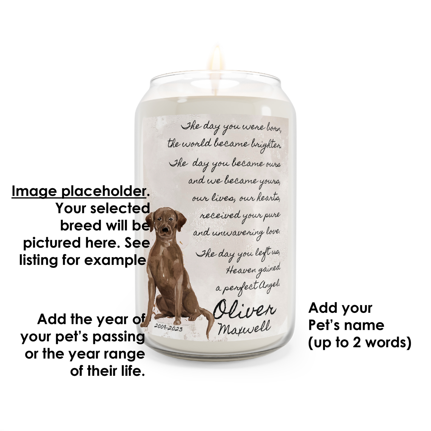 The Day - Silver Labrador Retriever Pet Memorial Scented Candle
