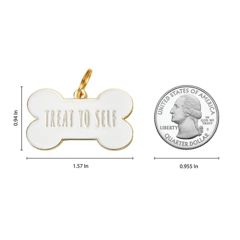 Treat Yo Self Pet ID Tag - White