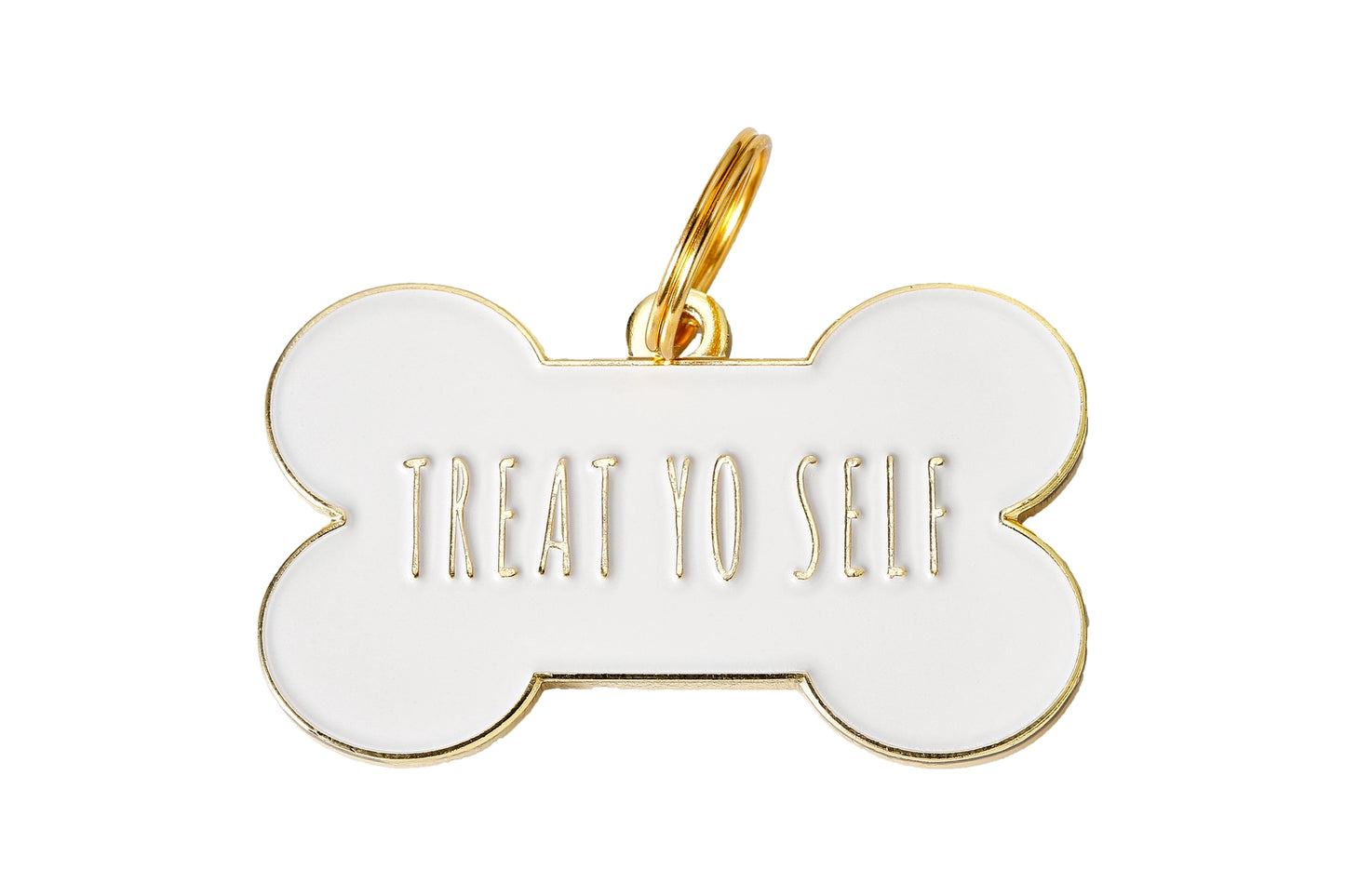 Treat Yo Self Pet ID Tag - White