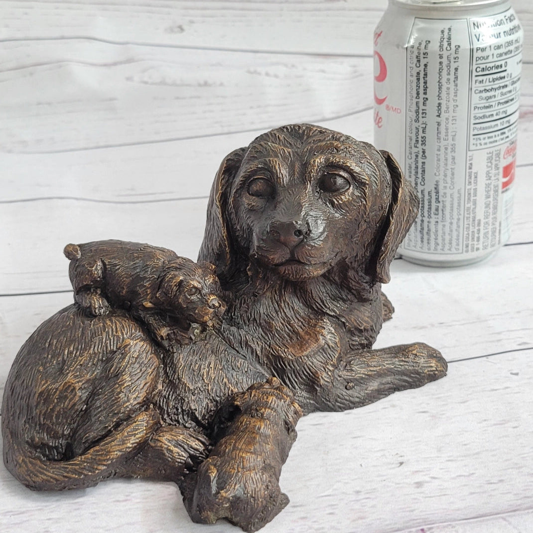 Labrador Retriever & Puppy Bronze Handmade Sculpture