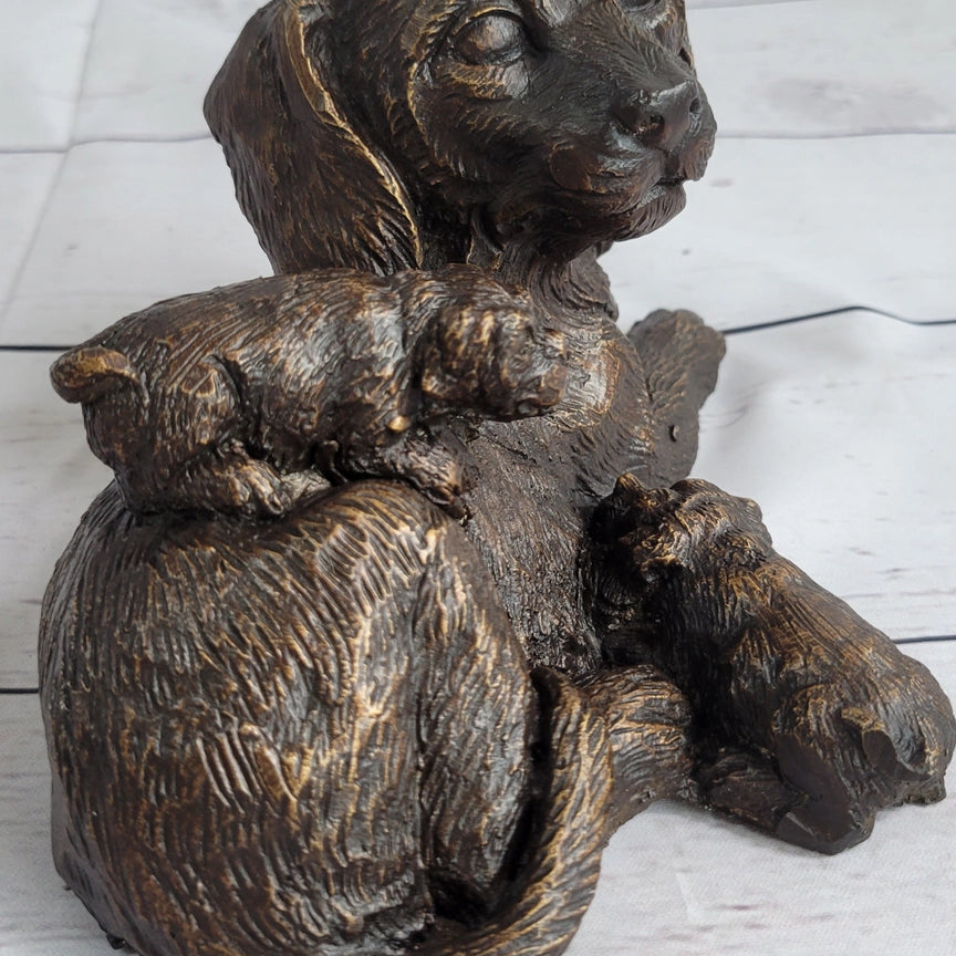 Labrador Retriever & Puppy Bronze Handmade Sculpture