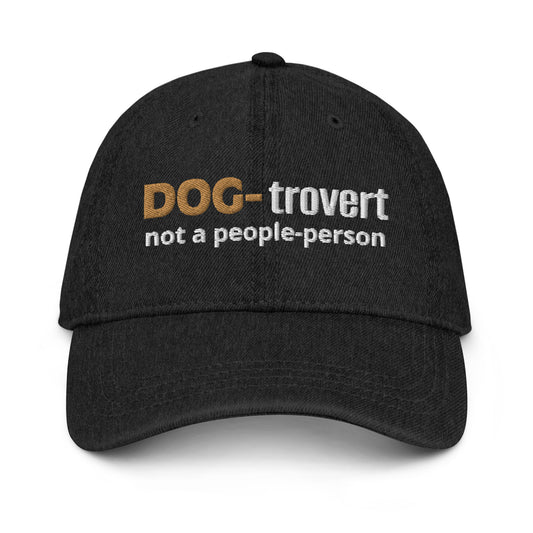 DOG-trovert Embroidered Denim Hat