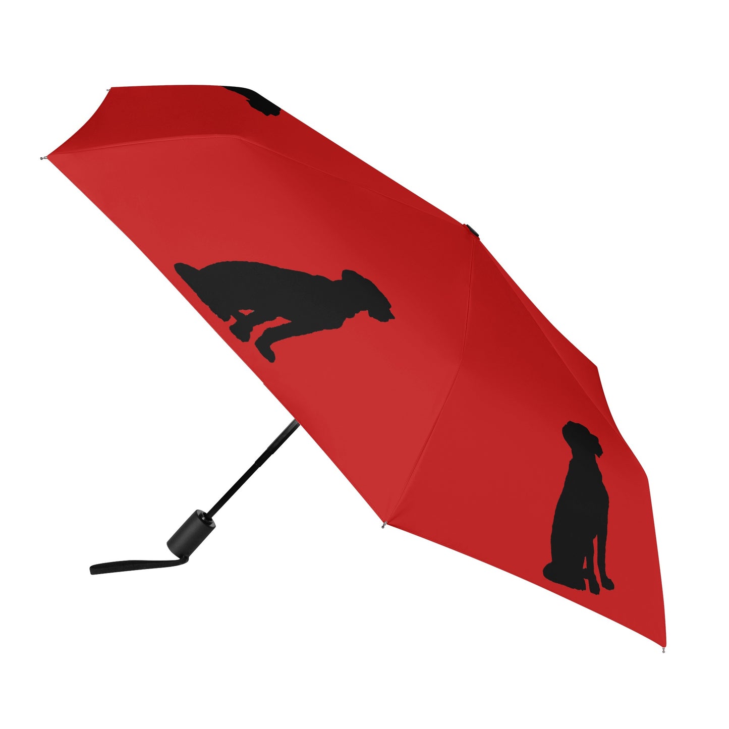 Labrador Retriever Black on Red Compact Auto Open/Close Umbrella