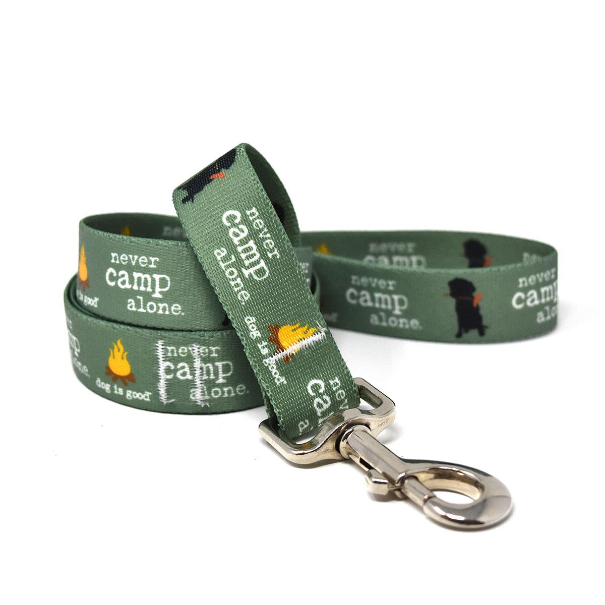 Never Camp Alone Dog Collar and Leash