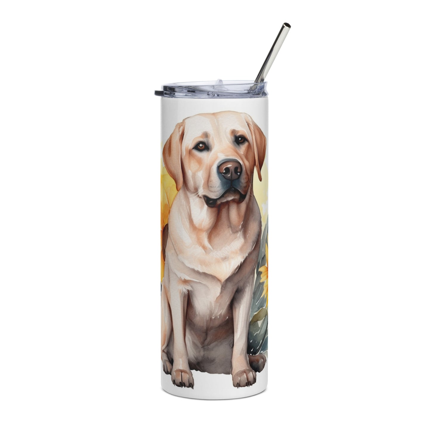 Yellow Labrador Retriever Sunflowers Stainless Steel Tumbler