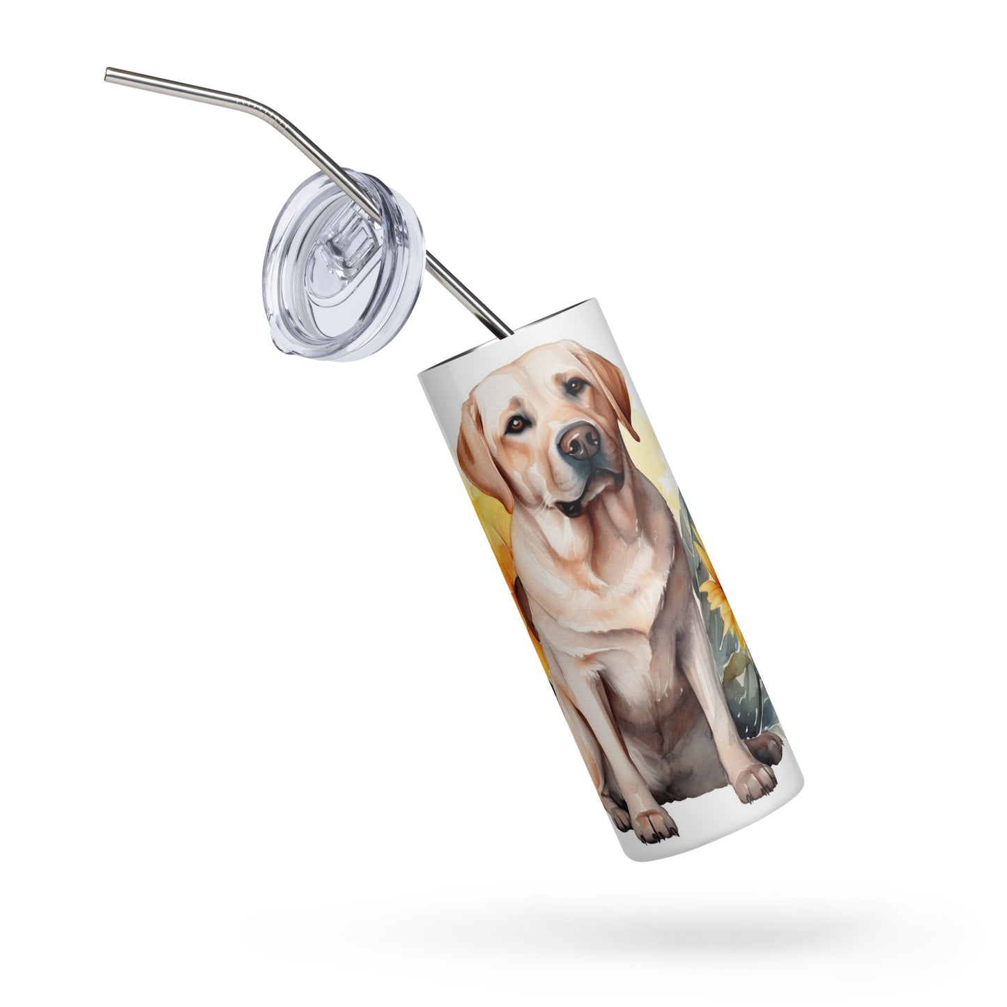 Yellow Labrador Retriever Sunflowers Stainless Steel Tumbler